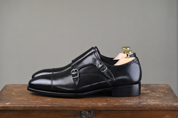 Mens black sale monk strap shoes