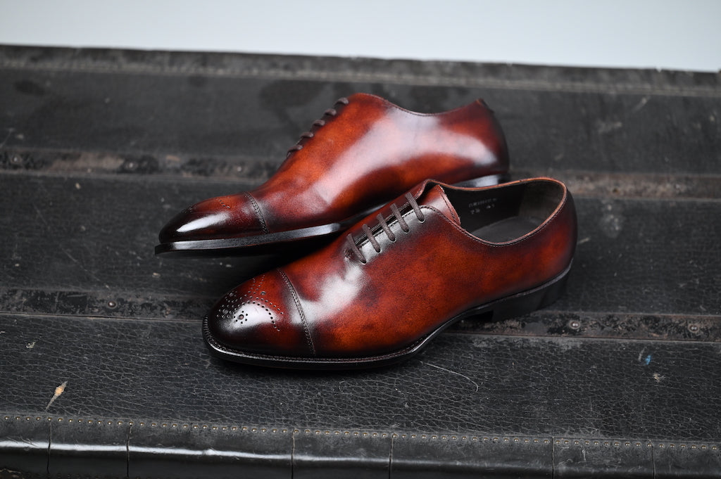 Red on sale leather oxfords